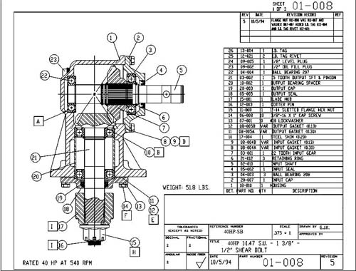 Gearbox Parts-40hp-Shear Bolt IM Series Rotary Mowers